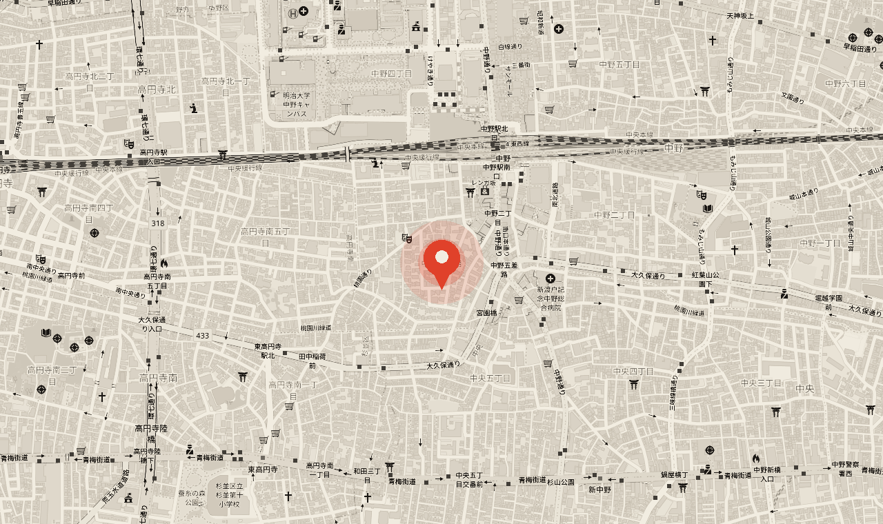 中野3-31-8 の地図 / map to Ouka, Nakano